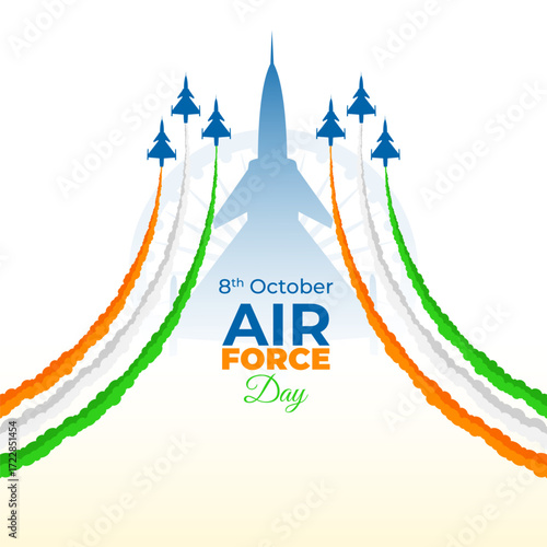 Vector illustration of Indian Air Force Day social media feed template