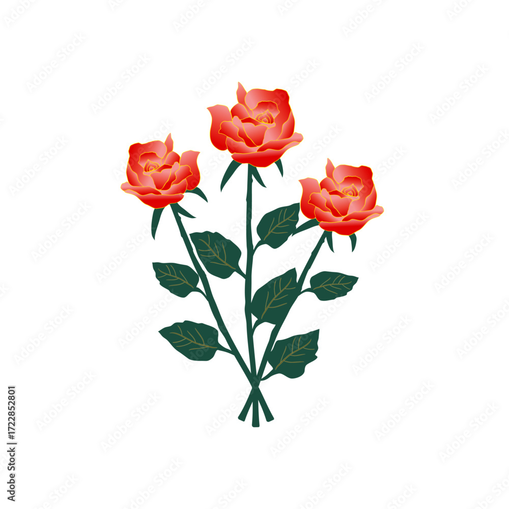 Fototapeta premium Hand drawn rose flower bouquet vector illustration 