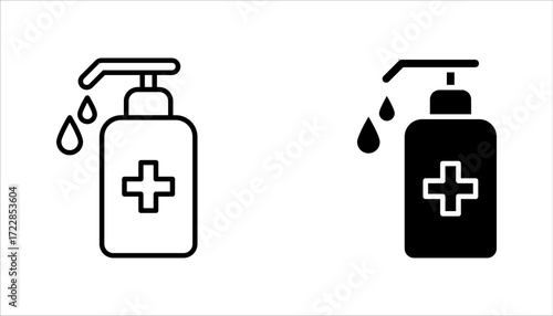 Hand sanitizer icon set. Hand hygiene, vector illustration on white background