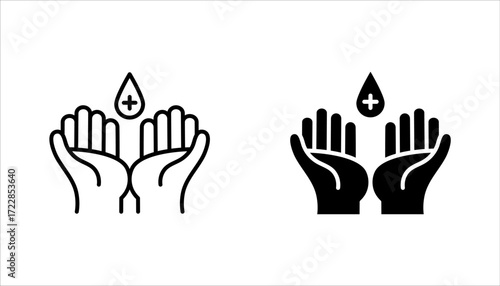Hand sanitizer icon set. Hand hygiene, vector illustration on white background