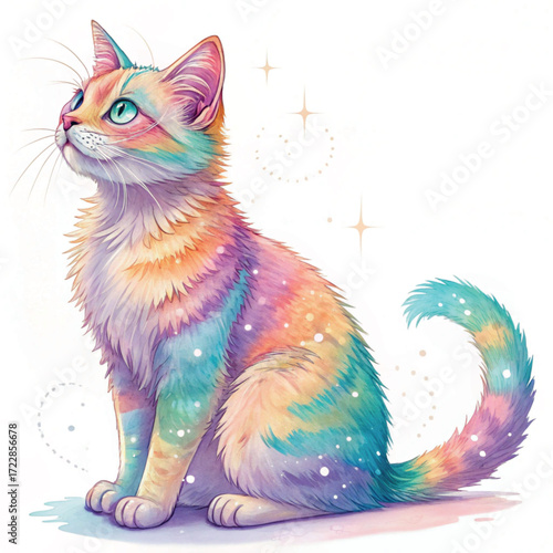 cute colourful cat art