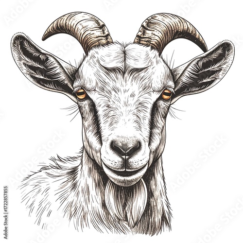 Detailed portrait of a goat