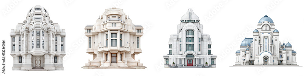 Obraz premium Architectural Elegance: Collection of Detailed Building Facades