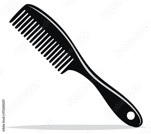 Black hair comb simple vector illustration for beauty salon barbershop and grooming