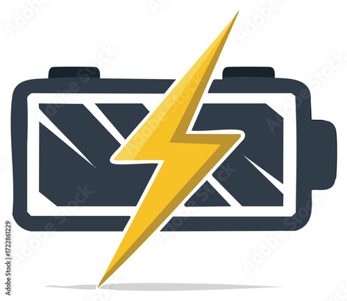 Battery charging power icon with lightning bolt symbol representing energy and electricity