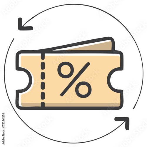 Discount Coupon Icon Surrounded By Arrows In A Circle