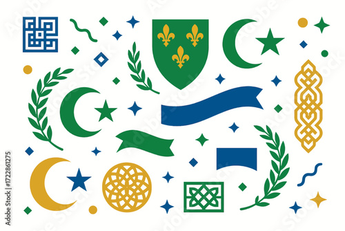 International Bosniaks’ Day North Macedonia Vector Wallpaper with Cultural Symbols and Celebration Icons