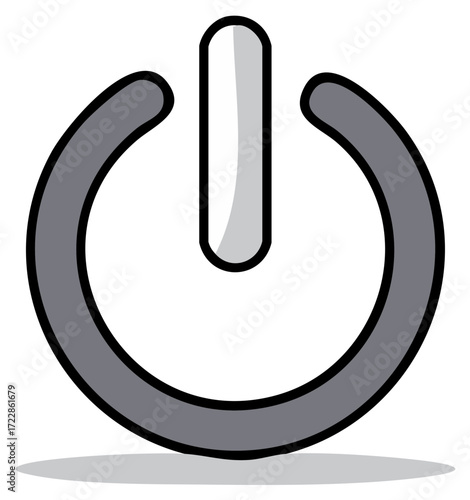 Universal grey power on off button symbol for technology start stop and system control