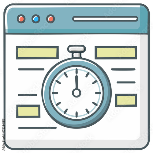 Stopwatch inside a web page with content placeholders for countdown, deadline, schedule