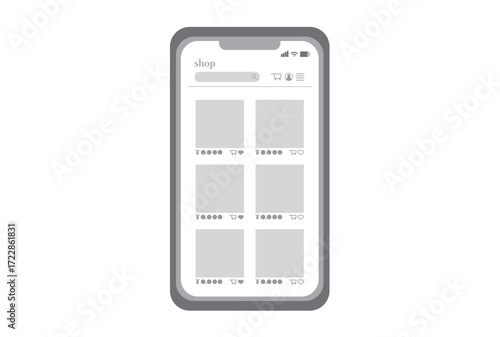 オンラインストアを表示したスマホのイラスト