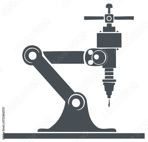 Modern industrial robotic arm silhouette icon representing automation and precision manufacturing technology