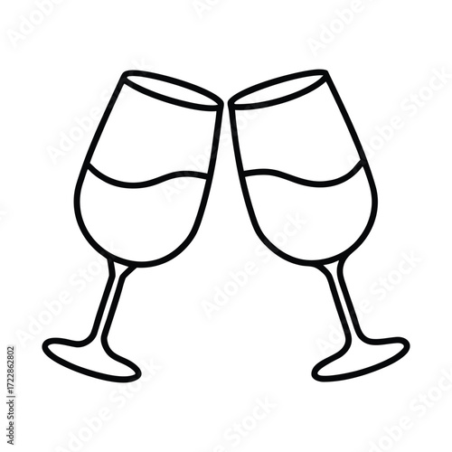 Two wine glasses toasting with liquid celebration drink