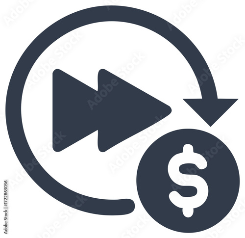 Money Flow Icon with Forward Arrow and Dollar Symbol