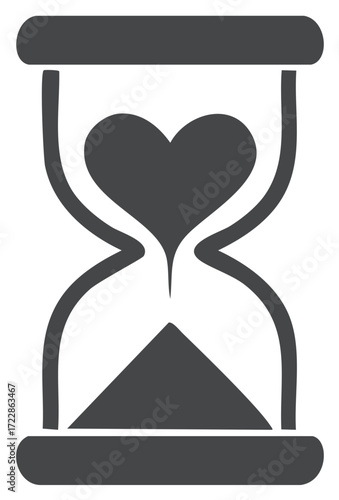 Hourglass with Heart Sand Symbol of Love Time Limit, Deadline, and Passing Moments