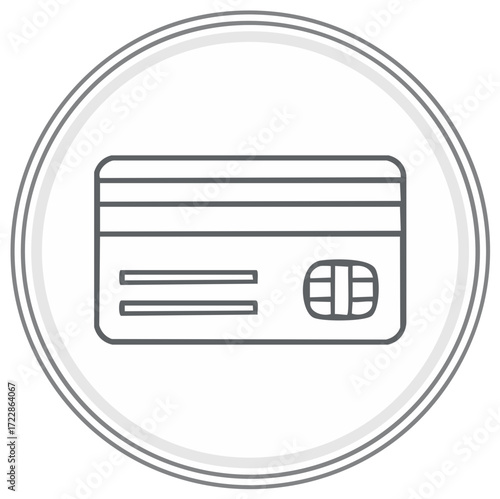 Financial Payment Card Outline Vector Icon for Online Shopping and Banking