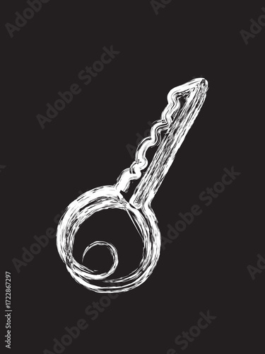 Simple key house brush painting illustration. Art drawing of Key house for poster or wall decoratioin.