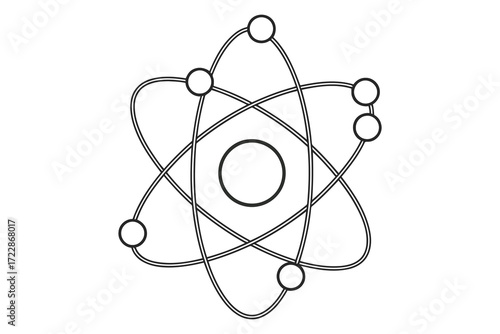 Illustration of an atom the atom has a nucleus in the center and electrons orbiting around it the electrons are represented as small circles