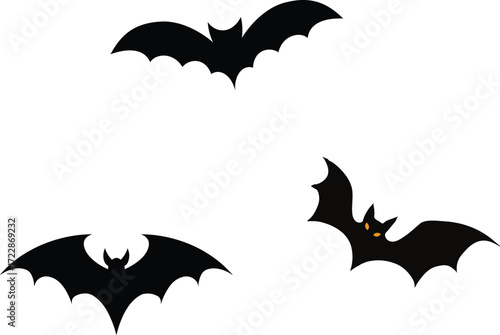  Bats in the Night Sky, Spooky Halloween Vector