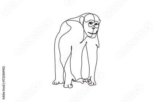 Vector illustration of a chimpanzee in detailed style, isolated on white background, perfect for wildlife themes, jungle animals, primates, educational materials, logos, and creative projects