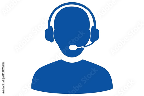 Vector art of a simple yet effective illustration of a customer service representative with a headset, symbolizing support, assistance, and communication in a professional setting