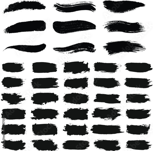 Brush line icon set Black brushstrokes collection