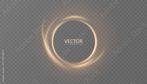 A glowing circular ring with soft golden strokes and fine particles on a transparent mesh. A minimalist halo for cosmetics, technical visuals, logo reveals, and UI accents.