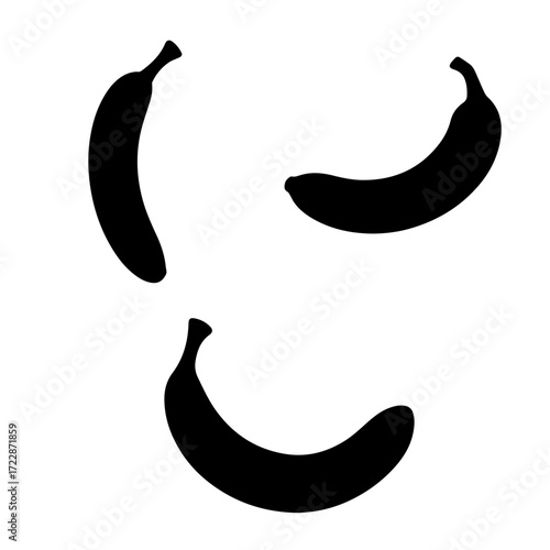 Black bananas in simple design for graphic use  