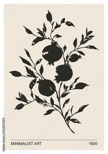 Botanical mid century contemporary collage minimalist wall art poster 