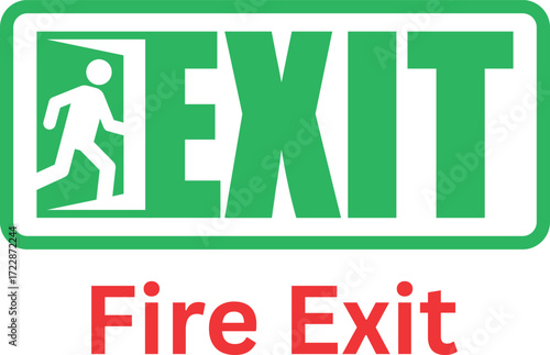 Fire Exit Safety Sign Vector Illustration