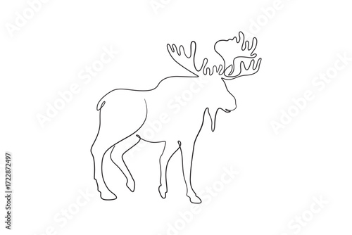 Vector illustration of a moose in detailed style, isolated on white background, perfect for wildlife themes, forest animals, northern wildlife designs, educational materials, logos, and creative proje