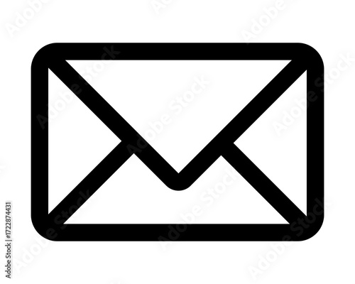 Simple black envelope icon, outline style, representing email or messaging.