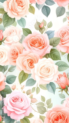 Wallpaper Mural Floral seamless pattern of roses Torontodigital.ca