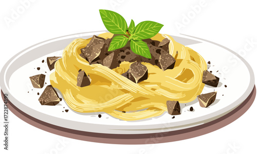 spaghetti with basil