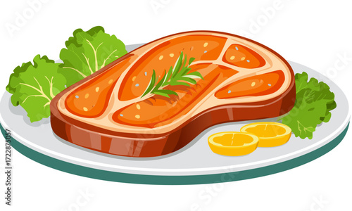 salmon steak with vegetables