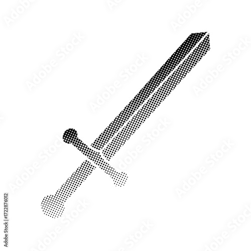 Sword halftone icon logo flat vector design