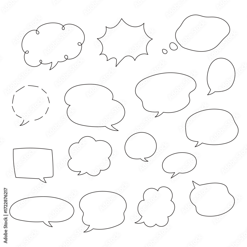 Obraz premium 【線のみ】手描きの色々な吹き出しセット