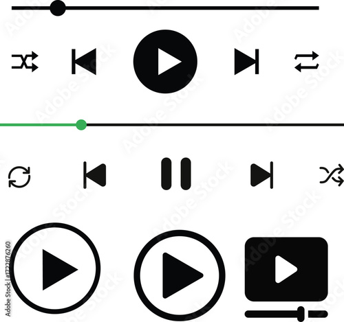 Music player icon design Play button ,next button and pause button design