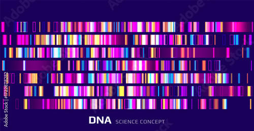 Genomic data visualization. Abstract DNA sequencing and genome mapping graphics. Scientific concept for medical research, biotechnology, and genetic testing. Vector illustration.