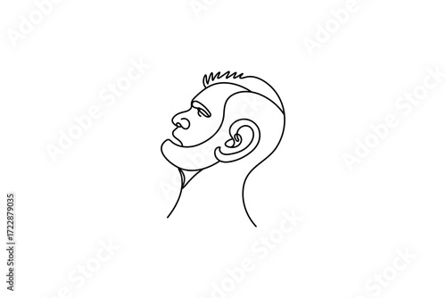 Ear symbol one line art minimalist outline vector isolated abstract design illustration
