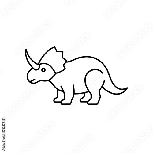 Outline of a triceratops icon on transparent background