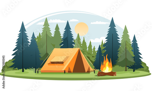 camping in the forest