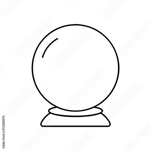 Crystal ball outline on stand on transparent background