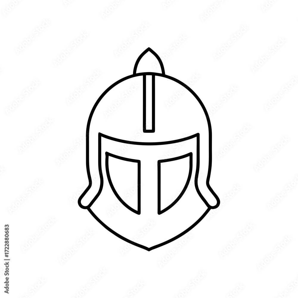 Fototapeta premium Outline drawing of a helmet on transparent background