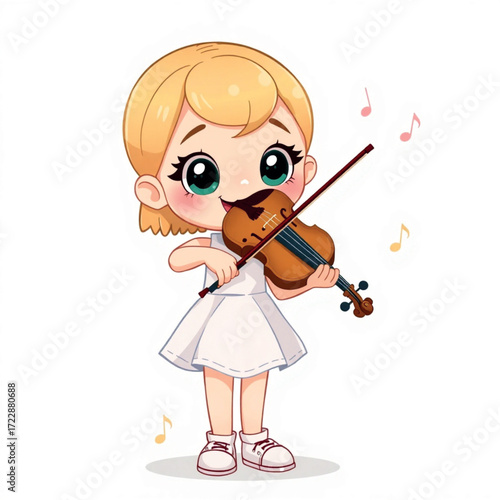 cute little girl playing violin