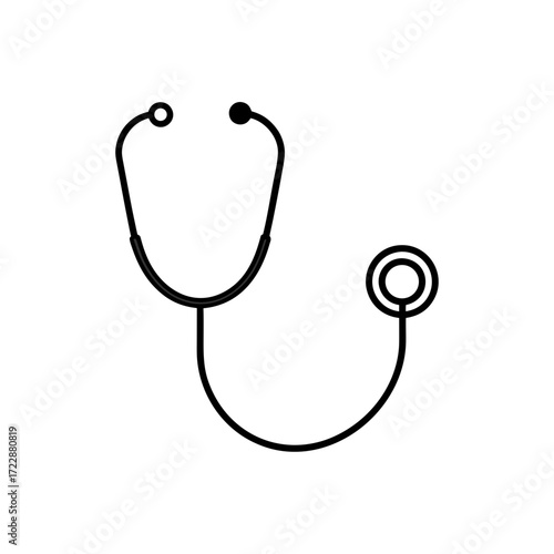 Simple stethoscope line drawing on transparent background