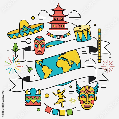 Cultural Diversity and Global Celebration Illustration