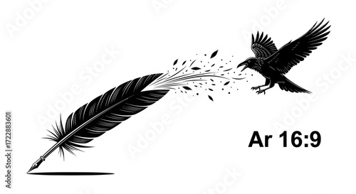 Raven's Quill: A Symbolic Depiction of Transformation, Communication and Artistic Expression