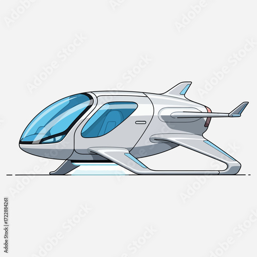 Futuristic aircraft concept with sleek aerodynamic design and panoramic windows, a vision of advanced transportation