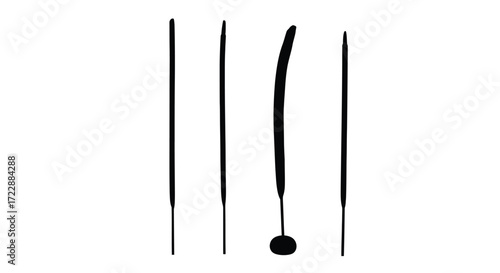 Five abstract black strokes on white a wavy line next to straight lines graphic element vector
