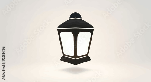 Stylized black lantern with white panes on a minimalistic light backdrop creates a festive ambience